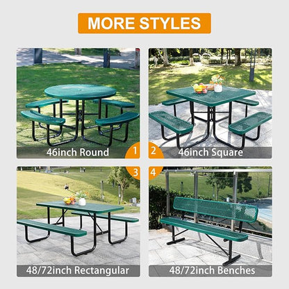 4 ft Outdoor Park Bench – Heavy-Duty Steel Frame & Rust-Resistant Thermoplastic Coating, Suitable for Gardens, Courtyards, Campuses, Commercial Spaces (Green, 4ft)