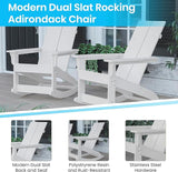 Flash Furniture Set of 2 Finn Modern Commercial Grade Adirondack Rocking Chairs - All-Weather White Poly Resin Wood - Photo 4