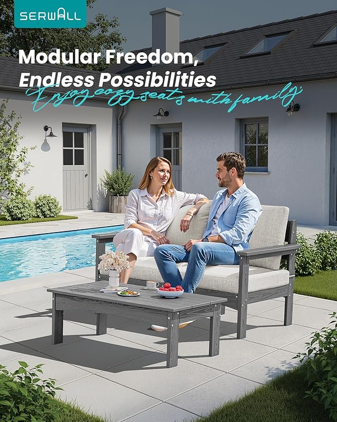 SERWALL 3 Pieces Patio Sofas, All-Weather Outdoor Couch Sectional Set - Photo 3