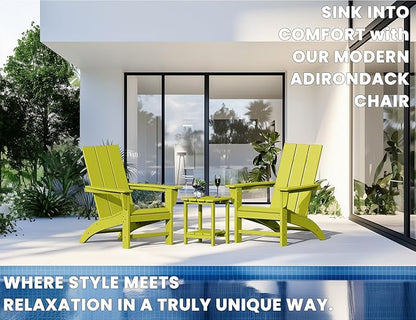 Modern Adirondack Chairs Set of 8, HDPE Plastic Patio Chairs for All Weather, Fire Pit Chair, Outdoor Lawn Chairs for Deck, Porch, Backyard, Garden, Avocado