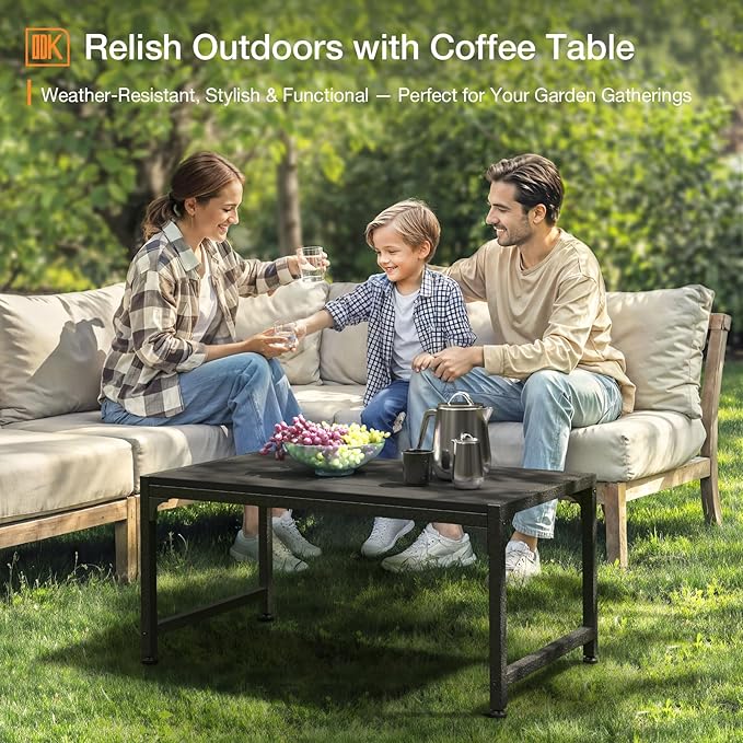 ODK Outdoor Coffee Table, Rectangle Weather-Resistant Patio Coffee Table for Garden, Balcony, Hot Tub, Poolside - Photo 4