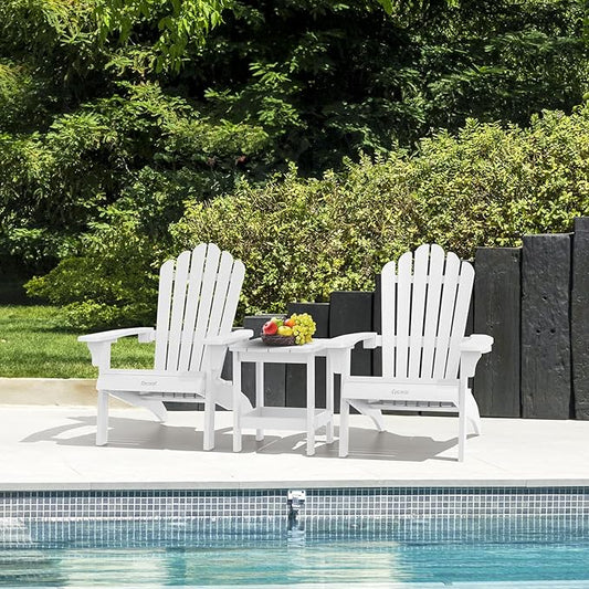 Cecarol Normal Size Adirondack Chair Plastic, Outdoor Fire Pit Chair with Cup Holder, Adirondack Patio Chair Weather Resistant for Outside, Porch, Lawn, Garden- AC01S, White