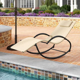 Giantex Outdoor Rocking Lounge Chair, Zero Gravity Rocking Chair with Removable Headrest, Breathable Backrest & Seat - Photo 8