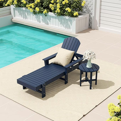 WestinTrends Dylan 2 Piece Adirondack Reclining Chaise Lounge with Arms Navy Blue