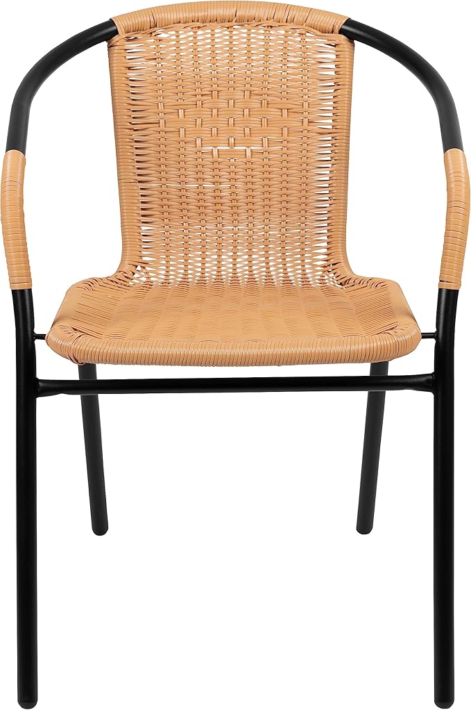 EMMA + OLIVER Set of 4 Modern Rattan Indoor/Outdoor Stack Chairs - Photo 7