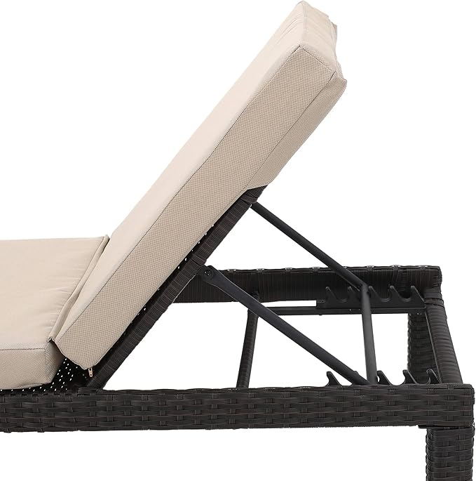 Christopher Knight Home Puerta Outdoor Wicker Chaise Lounges with Water Resistant Cushion, 2-Pcs Set, Dark Brown / Beige