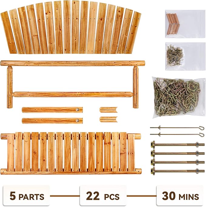 Outdoor Porch Swing Front Porch Hanging Wooden Bench Swing 3 Seat Chair for Garden, Patio, Backyard, Playground - Photo 7