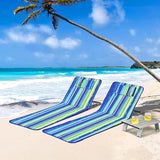 COSTWAY 3-Piece Beach Lounge Chairs, Outdoor Lounger with Side Table, 5 Reclining Positions - Photo 2