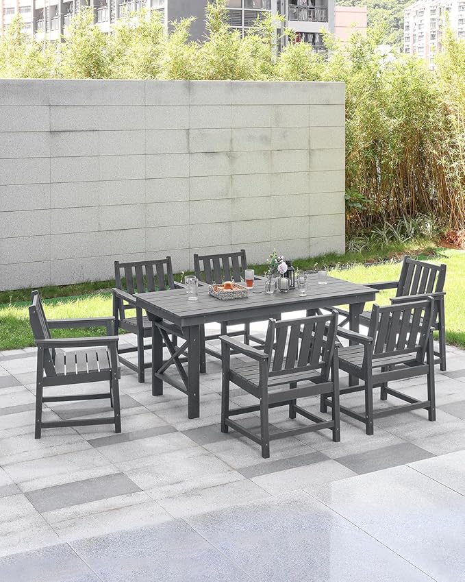 Patio Dining Chair Set of 2, HDPE Outdoor Dining Chair, Ergonomic HDPE Dining Chairs with Deep Seating - Photo 2