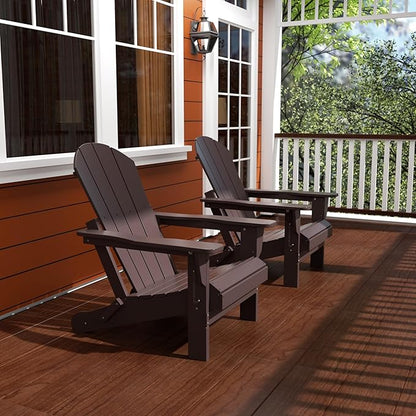 WO WESTIN OUTDOOR HDPE Laguna Outdoor Folding Poly Adirondack Chair (Set of 2), Dark Brown