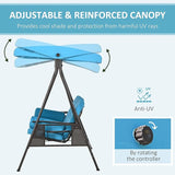 Outsunny 3-Seat Patio Swing Chair, Outdoor Porch Swing Glider with Adjustable Canopy, Removable Cushion - Photo 3
