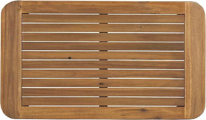 Merax 1 Piece Patio Outdoor Furniture Set, All-Weather Acacia Wood Coffee Table for Porch, Lawn, Backyard, Balcony Teak+ Beige