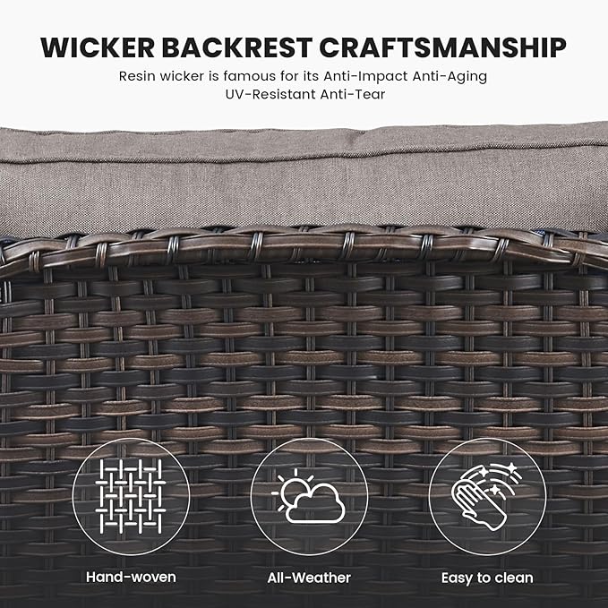 Belord Wicker Furniture 4 Pieces Outdoor Patio Furniture Set Patio Loveseat Sofa Set with Wicker Chairs and Coffee Table, Paito Conversation Set for Porch Garden Deck Balcony Poolside