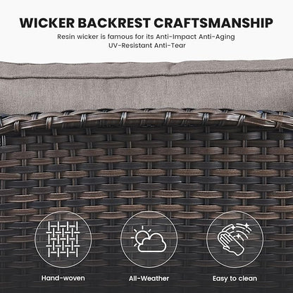 Belord Wicker Furniture 4 Pieces Outdoor Patio Furniture Set Patio Loveseat Sofa Set with Wicker Chairs and Coffee Table, Paito Conversation Set for Porch Garden Deck Balcony Poolside