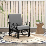 Tangkula Outdoor Patio Glider, Metal Framed Gliding Chair with Cushion - Photo 4
