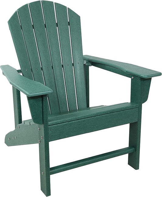 Sunnydaze All-Weather Upright Adirondack Chair - for Patio or Yard - 300-Pound Capacity - 38.25-Inch - Green