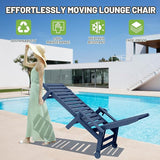 Outdoor Lounge Chairs Set of 2, 78'' Long Patio Lounge Chair HDPE 5-Position Adjustable with Cup Holder & Rolling Wheels - Photo 7