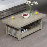 Outdoor Coffee Table, Never Rusts Aluminum Rope Weave Patio Coffee Table - Photo 9