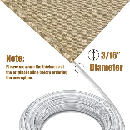 3/16'' Vinyl Sling Chair Spline Solid Awning Cord Replacement for Patio Fabric Chaise Lounge Outdoor Sling Chair Lawn Garden Pool Furniture Repair (50 Ft)