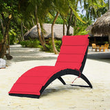 Tangkula Foldable Patio Lounge Chair, Outdoor Rattan Lounger Chaise, Portable Patio Chaise with Cushion - Photo 4