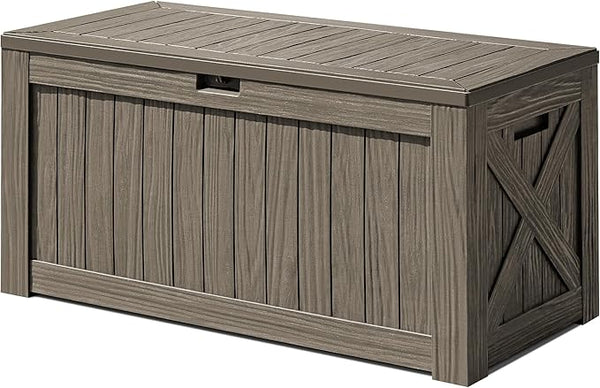 Greesum 120 Gallon Deck Box, Resin Outdoor Storage Container for Patio Furniture, Garden Tools, Pool Accessories - Photo 1