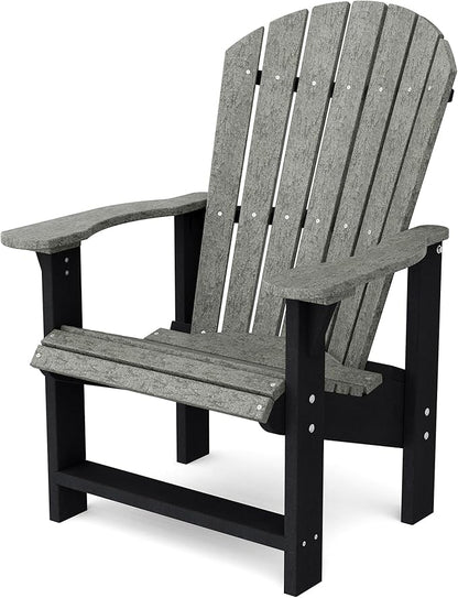 Wildridge Heritage Upright Adirondack Chair, Dark Gray and Black - Outdoor All-Weather Poly Furniture for Patio, Deck, Yard