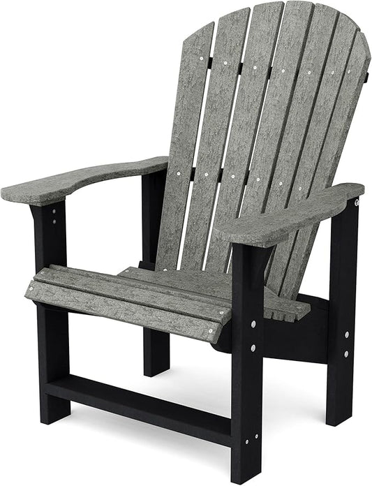 Wildridge Heritage Upright Adirondack Chair, Dark Gray and Black - Outdoor All-Weather Poly Furniture for Patio, Deck, Yard
