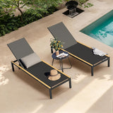 Grand patio Outdoor Chaise Lounge Set of 2 Mesh Sling Lounge Chairs with Woodgrain Texture - Photo 1