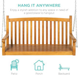 Best Choice Products 48in Wood Porch Swing Outdoor Patio Hanging Bench Chair Furniture for Deck, Garden - Photo 5