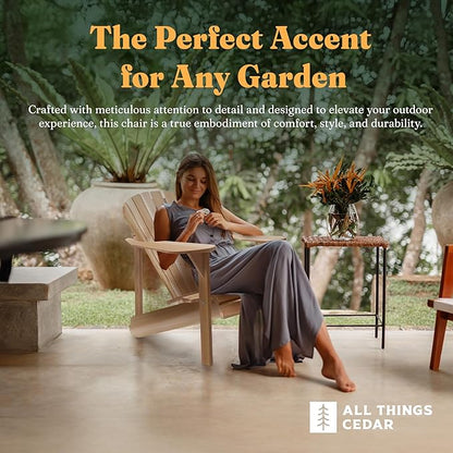 All Things Cedar Patio Chair, Athena Adirondack Outdoor Seat with Wide Arm Rest