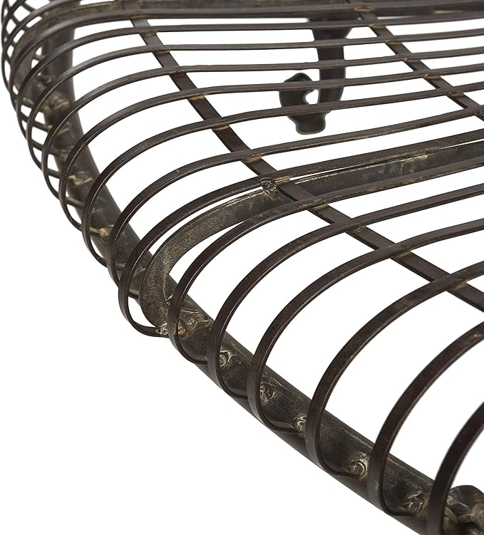 Safavieh PAT5019A Collection Abia Antique White Wrought Iron 50" Outdoor Tree Bench