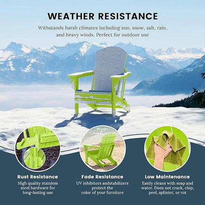 WO WESTIN OUTDOOR HDPE Laguna Outdoor Folding Poly Adirondack Chair, Lime