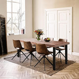 Flamaker Dining Table for 6 FSC Acacia Wood Indoor Outdoor Home Kitchen Table with Iron Legs Large Rectangular Patio - Photo 4