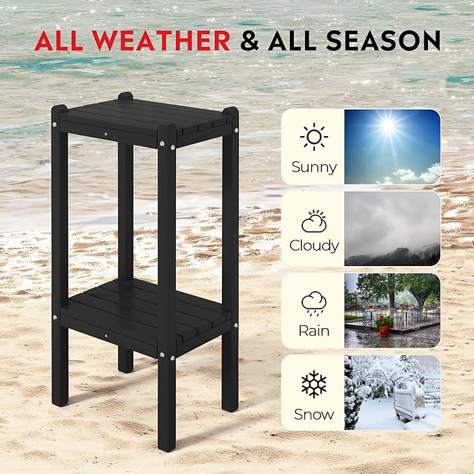 Costaelm Outdoor Side Table, 2-Tier Small Patio Coffee Tables for Outside, Outdoor End Tables for Patio - Photo 4