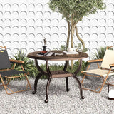 Round Outdoor Coffee Table Set of 2, Cast Aluminum Side Table with Storage, Indoor End Table - Photo 6