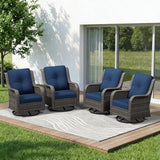 4 Piece Outdoor Swivel Rocker Patio Chairs Set, Patio Chairs Set of 4 with Thickened Olefin Cushions - Photo 1