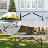 6 Feet Outdoor Steel Bench, Gray Heavy Duty Metal Park Bench for Outside, Weatherproof Dock Bench - Photo 5