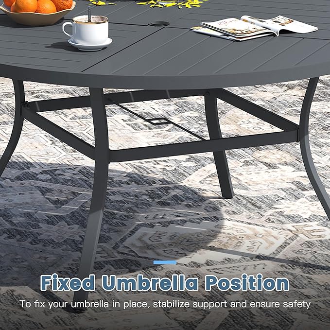 DIFY 59.8" Round Outdoor Patio Dining Table for 8-10 - Photo 5