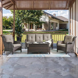 HUMMUH Outdoor Furniture 6 Pieces Patio Furniture Set Wicker Outdoor Sectional Sofa with 2 Patio Chairs, Ottomans - Photo 3