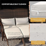Outsunny Wicker Adirondack Chair for 2 with Cushions & Footrests, PE Rattan Double Chaise Lounge Chair - Photo 5