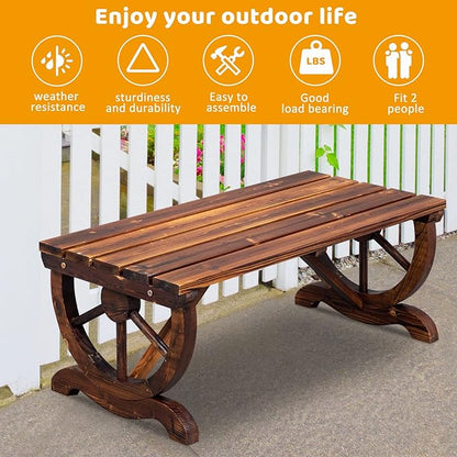 Brown Fir Outdoor Bench,Bench for Patio, Wood Bench for Outside, Outdoor Garden Patio Bench for Garden, Lawn, Backyard 38" L x 19.7" W x 15.7" H