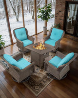 Patio Chairs Outdoor Swivel Glider - Set of 4 High Back Outside Brown Wicker Rattan Rocking Chair with Thick Cushion - Photo 2