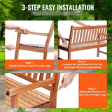 VEVOR Wood Outdoor Bench, 2-Person Garden Bench with Backrest and Armrests, 800 lbs Load Capacity - Photo 7