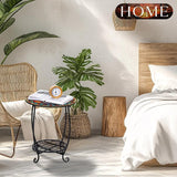 Outdoor Side Table Round Small Mosaic Patio Accent Indoor End Plant Coffee Tea Table for Yard Patio Porch Garden Living - Photo 7