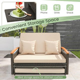 Tangkula Patio Rattan Daybed with 4-Level Adjustable Backrest, Outdoor Wicker Loveseat with Acacia Wood Armrest - Photo 9