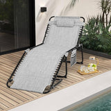 Giantex Lounge Chair Outdoor, Folding Tanning Chair with 4 Adjustable Positions, Removable Headrest, Footrest - Photo 2
