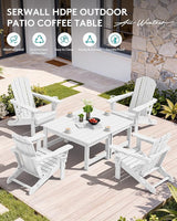 SERWALL Outdoor Coffee Table with 1.69" Umbrella Hole, HDPE Patio Coffee Table for Outside, Rectangle, White - Photo 8