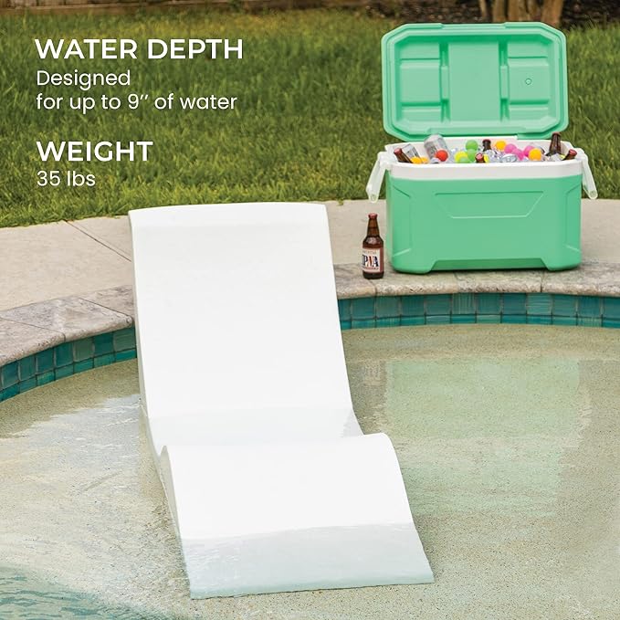 Classic White-Blue - in-Pool Chaise Set – Includes Two Chaises, Two Headrest Pillows - Photo 7