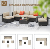 SUNCROWN 7-Piece Outdoor Sectional Sofa Couch - PE Rattan Wicker Modular Patio Furniture Conversation Set with Washable - Photo 7