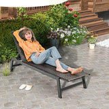 Giantex Patio Chaise Lounge Chair - Outdoor PE Rattan Recliner Chair with Wheels, 5-Position Adjustable Backrest - Photo 9